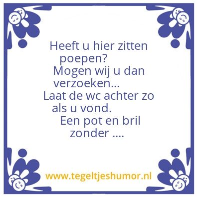 Tegeltje: Wc zonder stront