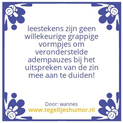 Tegeltje: leestekens