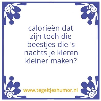 Tegeltje: calorieen