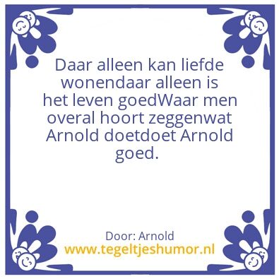 Tegeltje: Daar Alleen