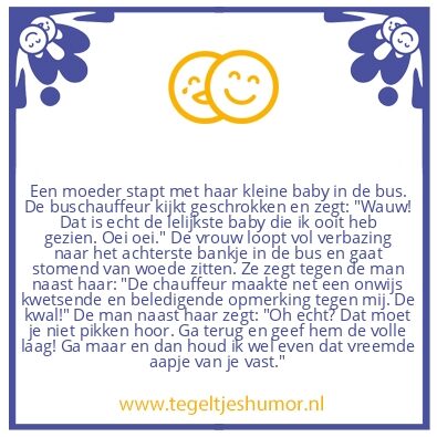 Tegeltje: Baby in de bus