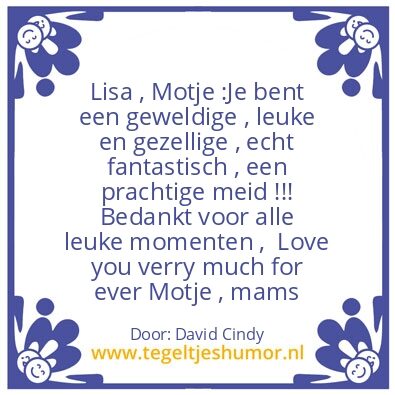 Tegeltje: Van je mams , ik hou van je