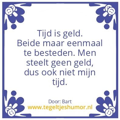 Tegeltje: Tijd is Geld