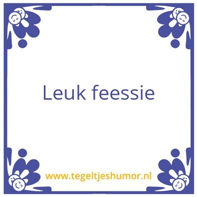 Tegeltje: Leuk feessie