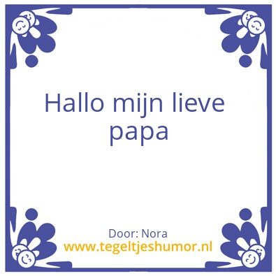 Tegeltje: Hallo mijn lieve papa