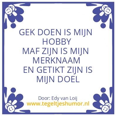 Tegeltje: GEK DOEN IS MIJN HOBBY