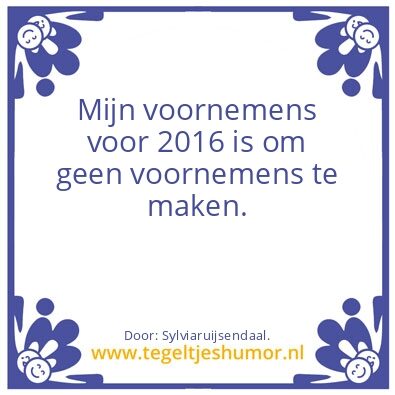 Tegeltje: Voornemens