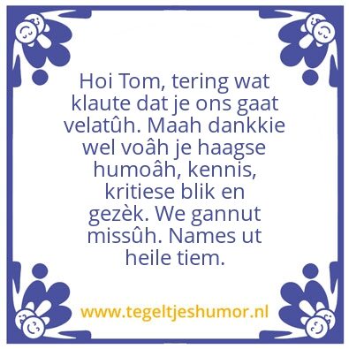 Tegeltje: Tom