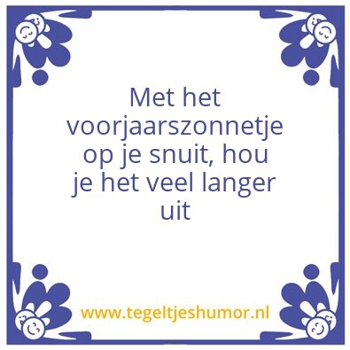 Tegeltje: Zonnetje op je snuit