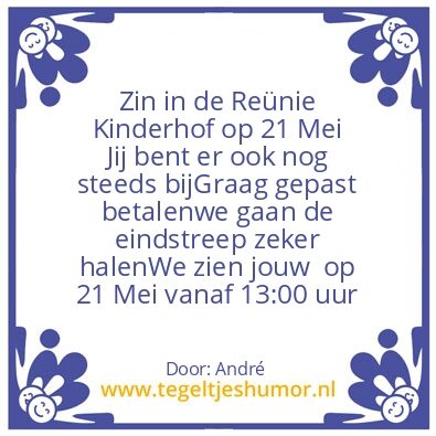 Tegeltje: ReÃ¼nie Kinderhof  21 Mei 2016