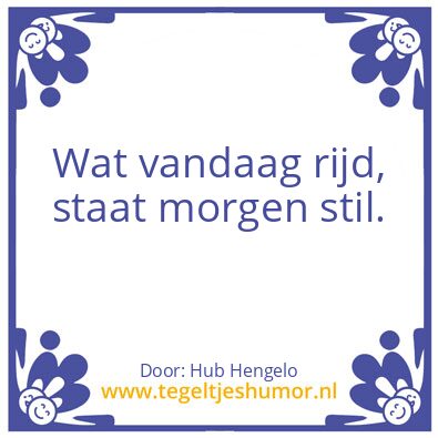 Tegeltje: Rijden volgens plannings