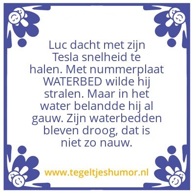 Tegeltje: Waterbed