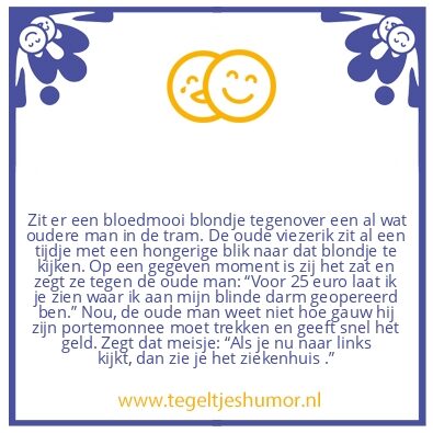 Tegeltje: Blondje en oude viezerik