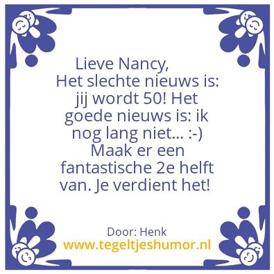 Tegeltje: Nancy 50!