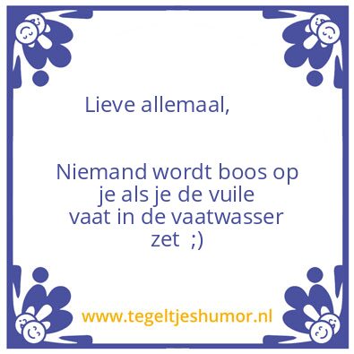 Tegeltje: Afwas