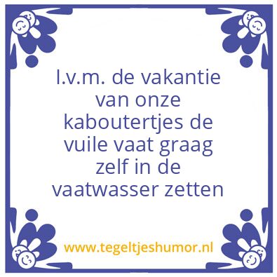 Tegeltje: vaatwasser