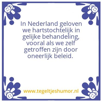 Tegeltje: Gelijke behandeling