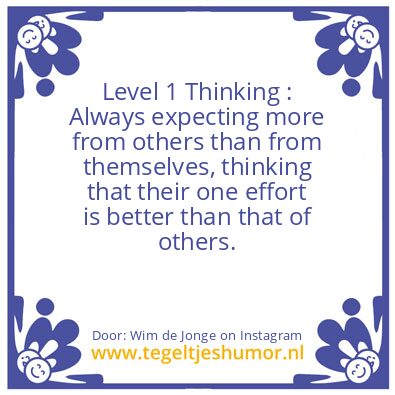 Tegeltje: Level 1 Thinking