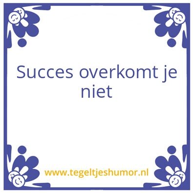 Tegeltje: Succes