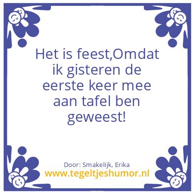 Tegeltje: Het is feest