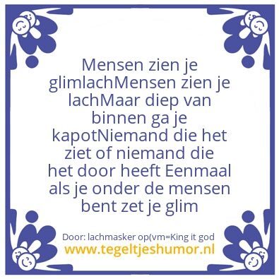 Tegeltje: Diep in je hart lijd je
