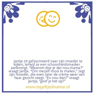 Tegeltje: Schoonheidsmasker