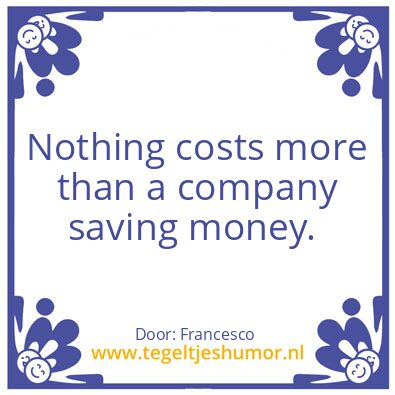 Tegeltje: Saving money