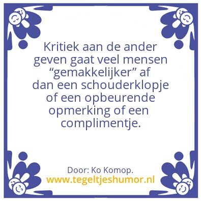 Tegeltje: Kritiek.
