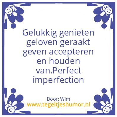 Tegeltje: Niet perfect