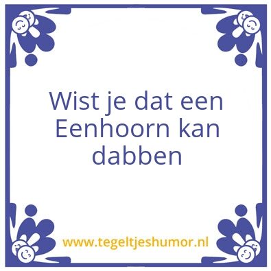 Tegeltje: Dabbende Eenhoorn