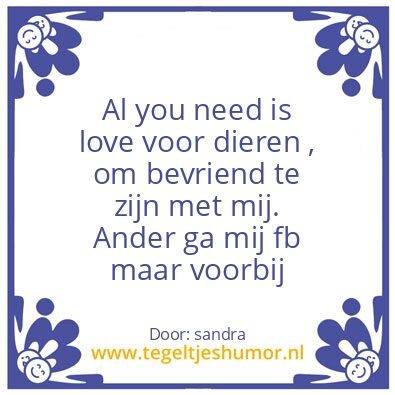 Tegeltje: love