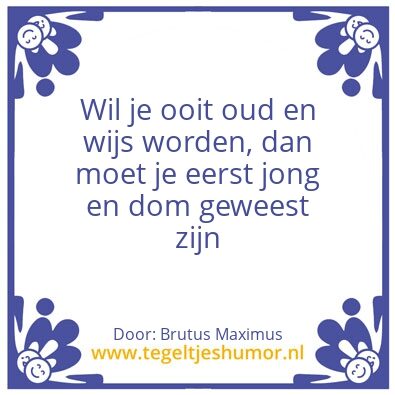 Tegeltje: Oud en wijs
