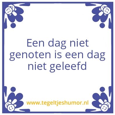 Tegeltje: Geniet