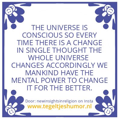 Tegeltje: THE UNIVERSE IS CONSCIOUS