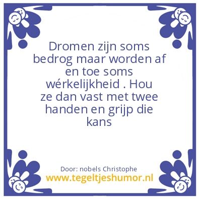 Tegeltje: een droom wordt soms echt