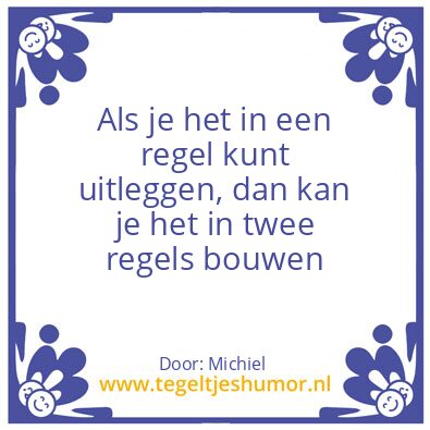 Tegeltje: Eenvoud