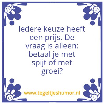 Tegeltje: Prijs van keuzes