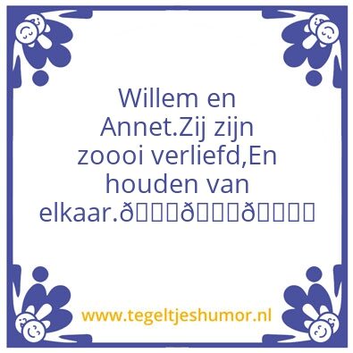 Tegeltje: Willem en Annet.
