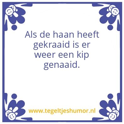Tegeltje: Haan en de kip