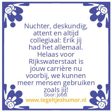 Tegeltje: Erik pensioen