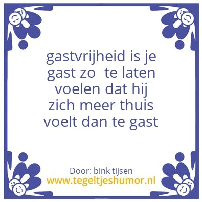 Tegeltje: gastvrijheid