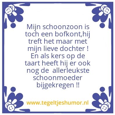 Tegeltje: Liefste schoonzoon