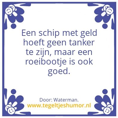 Tegeltje: Een schip met geld.