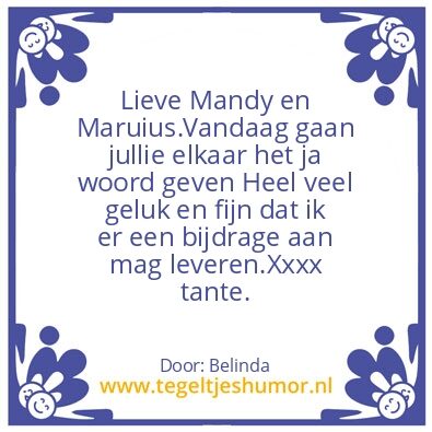 Tegeltje: Jullie bruiloft