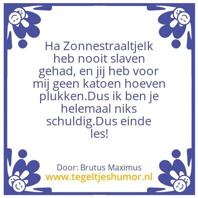 Tegeltje: Einde les