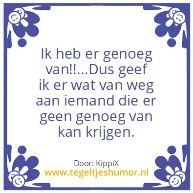 Tegeltje: Genoeg!