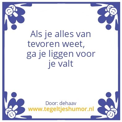 Tegeltje: van tevoren
