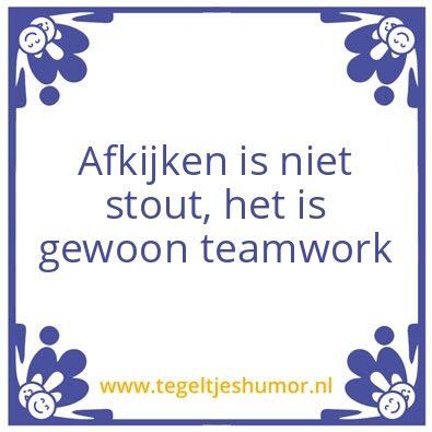 Tegeltje: Afkijken