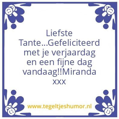 Tegeltje: Tante