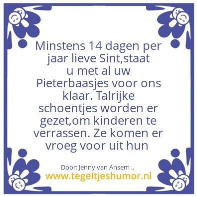 Tegeltje: Welkom Sinterklaas ..
